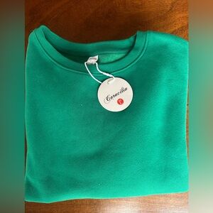 Caracilia Kelly Green Crewneck Sweatshirt NWT Size L Oversized Soft Fleece Lined
